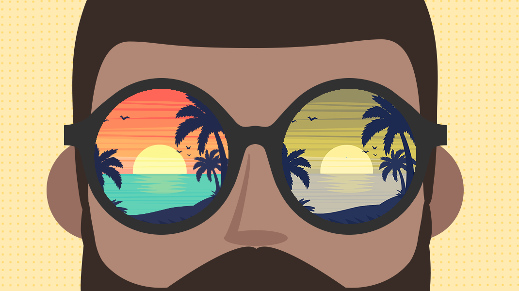 Uma pessoa com um oculos de sol.